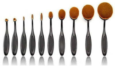 Gleva Essential Makeup Brush Set Features Toothbrush Design Oval Foundation Brushes(Pack of 10)