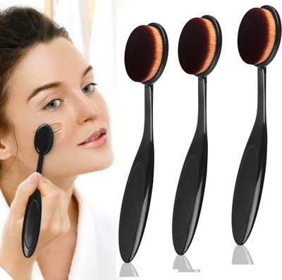 Emijun Soft Flat Foundation Brush and Oval Spoon Foundation Brush pack of 3(Pack of 3)
