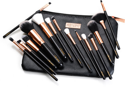 MINARA Makeup Brush Applicator Set of 15 with Premium Leather Pouch(Pack of 15)