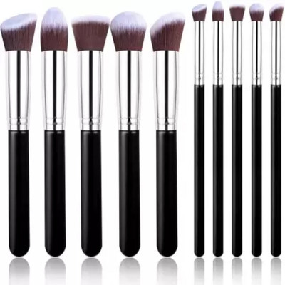 Toberer Black 10 Piece Make Up Brush & 6 In 1 Family Pack Puff (2 Items in the set)(Pack of 16)