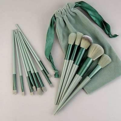 GFSU - GO FOR SOMETHING UNIQUE 13-Piece Makeup Brush Set with Green Pouch(Pack of 13)