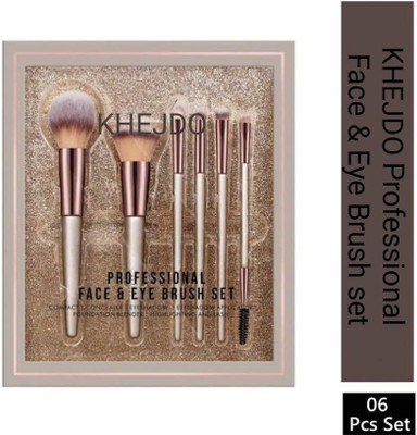KHEJDO Premium Synthetic Bristle Professional Face and Eye Brushes Set(Pack of 6)