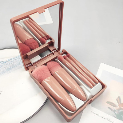 NEHIK ENTERPRISE 5 Pcs Portable Makeup Brushes Set with Mirror Box Mini Cosmetic Brushes(Pack of 1)