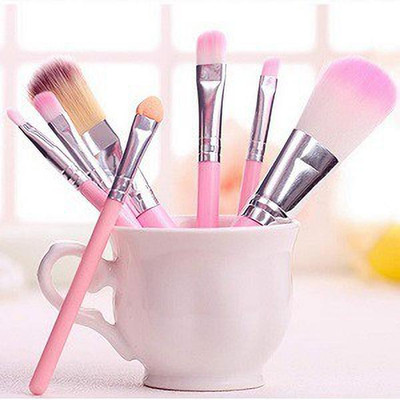 NIMG Hello Kitty Makeup Fever Mini Brush Set- Pink, 7 Pieces,(Pack of 7)