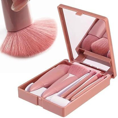 GRILLVANTA Travel Size 5PCS Mini Makeup Brushes And Mirror Apply to Face Foundation(Pack of 5)