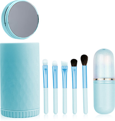 Gleva 6 Pcs Travel Makeup Brush Set with Holder & Mirror(Pack of 6)