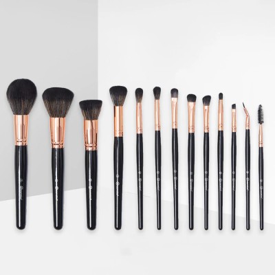 BH STUDIO PRO Signature Rose Gold 13 Piece Brush Set with Holder [BLACK](Pack of 13)