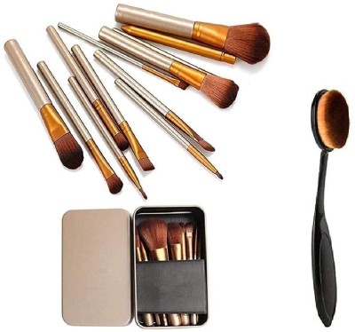 Lusty soul Naked Makeup Brush Set of 12 & Professional Oval Foundation Brush (Pack of 2)(Pack of 13)