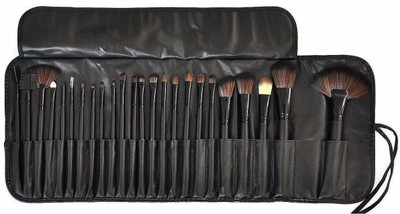 SKINPLUS Professional Wood Make Up Brushes Sets With Leather Storage Pouch(Pack of 24)