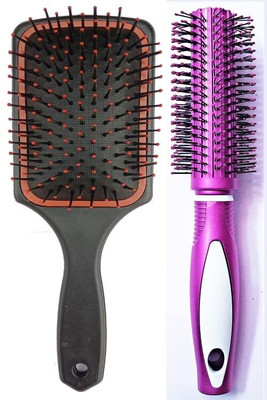 BeantTraders Best Paddle Comb and round roller hair-roller plastic brush preuim brush(Pack of 1)