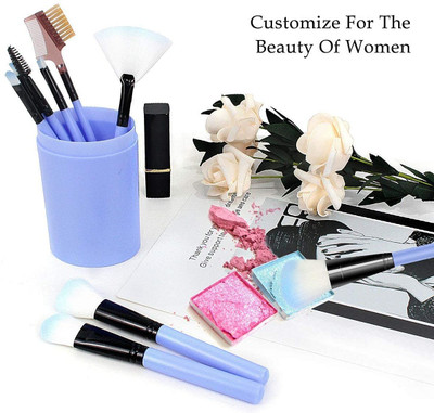 A PERFECT EDGE 12 Pcs Makeup Brush With Storage Box(Dabbi Brush)Blue, Multicolor(Pack of 12)