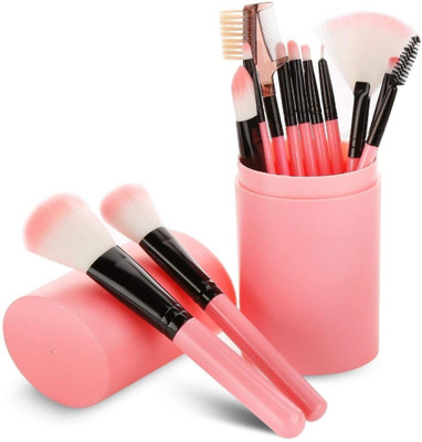 Ashyra Synthetic Bristle 12Pc Makeup Brush Set with Storage Bottle(Pack of 12)