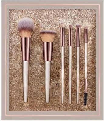 SkinOza Professional Face & Eye Brush Set of 6 | Synthetic Fibres | Easy Blending(Pack of 6)