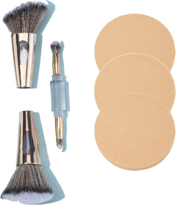 Byoode 4 in 1 foundation brush with compact powder puffs(Pack of 4)
