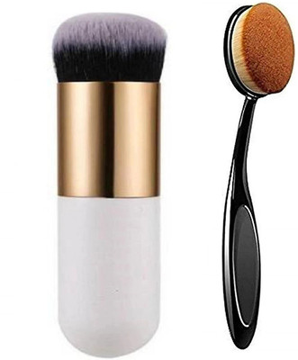 CETC Professional Foundation White Brush and Oval Foundation Brush -Pack of 2(Pack of 2)