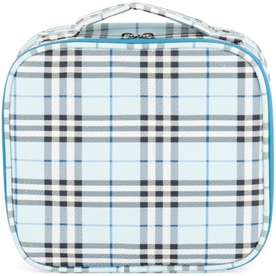 SUNAINA Makeup Organizer Sky Blue Check Print Design Travel Cosmetic Organizer Case/bag(Pack of 1)