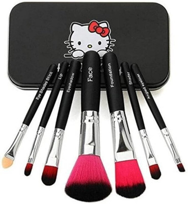 DAQ 7 Pcs Hello Kitty Black Makeup Foundation Brushes with Storage Box(Pack of 7)