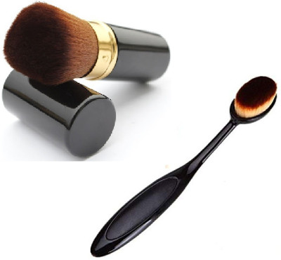 Latixmat Super Soft Flat Foundation Brush and Oval Spoon Foundation Brush(Pack of 2)