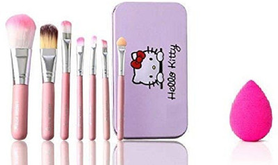 angelie Hello Kitty Make Up Brush Set Pink + puff { pack of 2 }(Pack of 2)