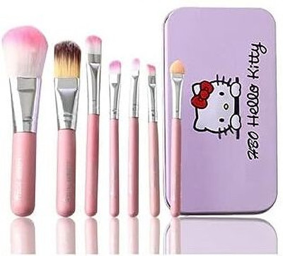 FLENGO Makeup Brush Set of 7 with hello kitty print Box Pink(Pack of 7)