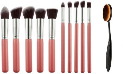 Shrirays Pack of 10 Pcs Synthetic Makeup Brush Set with Oval Foundation Brush(Pack of 11)