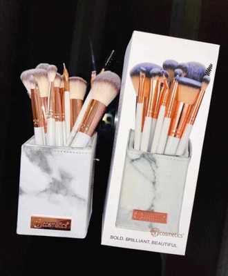 BH STUDIO PRO Signature Rose Gold 13 Piece Brush Set with Holder [WHITE](Pack of 1)