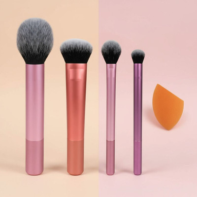 Gleam Soul Professional 4Pcs. Soft Makeup Brush Set with 1Pc. Beauty Blender(Pack of 5)