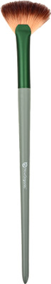 Now Organic Highlighter / Fan Brush Soft Bristles, Wooden Handle, Matte Green(Pack of 1)