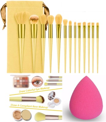 WECHARMERZ Brush Eyeshadow Brush Make up Brush Set with Bag 13 Pcs Makeup Sponge-1 Pcs(Pack of 14)