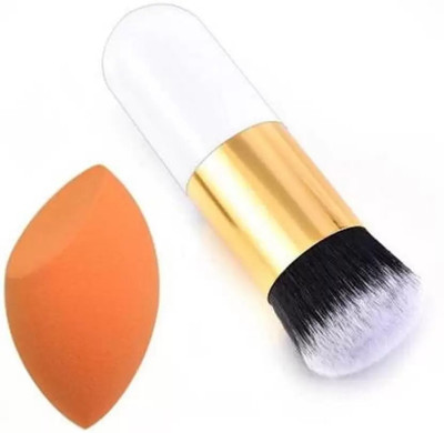 zemglam Professional Blender Puff & Foundation Brush For Makeup(Pack of 1)