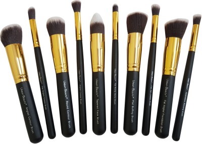 Urban Beauty 10 piece Makeup Brush Set Model UB-102 (Black+Gold)(Pack of 1)