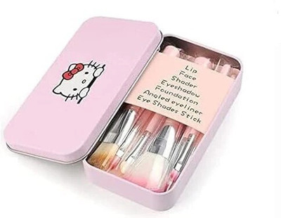 Toberer Makeup Brush Set of 7 with hello kitty print Box Pink(Pack of 7)