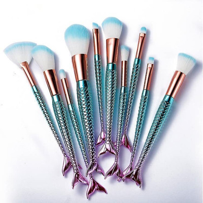 Quitzel Makeup Brush Set of 10 Fish Mermaid Tail(Pack of 10)