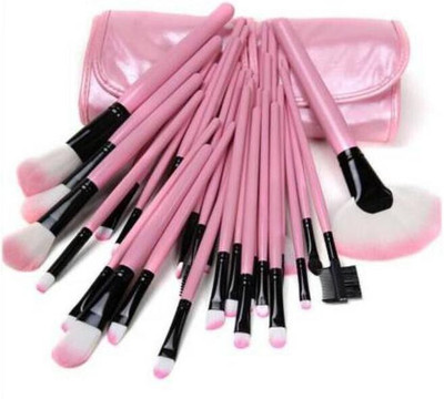 Rsentera Synthetic Foundation Brush set and Mineral Powder Brush set with PU leather bag.(Pack of 24)