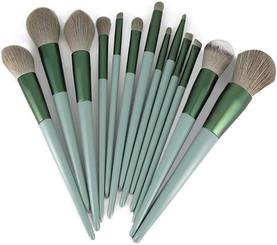 GFSU - GO FOR SOMETHING UNIQUE Green Makeup Brush Set of 13 pcs(Pack of 13)