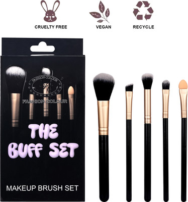 FASHION COLOUR The Buff Set 5-Piece Makeup Brush Set | Soft Bristles | Full Face Kit(Pack of 5)