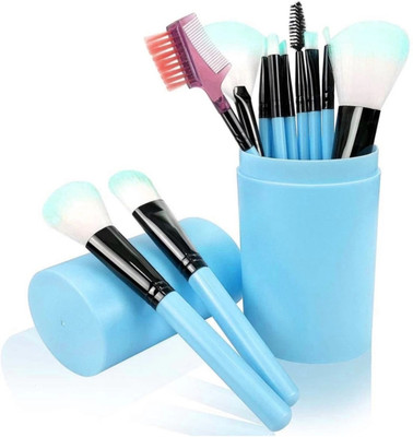 Ashyra Synthetic Bristle 12Pc Makeup Brush Set with Storage Bottle(Pack of 12)
