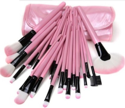 rahul Professional Series Makeup Brush Set With Leather Pouch - Pink(Pack of 24)