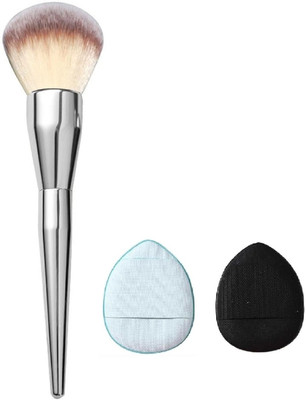WECHARMERZ Soft Bristle Face Blush Powder Makeup Brush Tool With 2Pcs Finger Puff(Pack of 3)