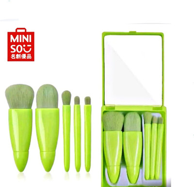 MINISO 5 Makeup Brush Set with Mirror Lip,Foundation ,Eyeshadow brush makeup tools(Pack of 5)