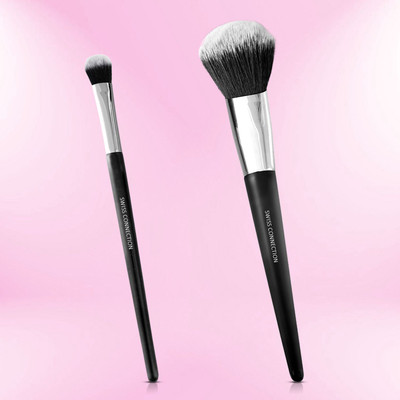 Swiss Connection Blush and Highlighter Brush Set, Soft Fluffy Bristles, Perfect for All Makeup(Pack of 2)