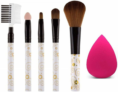 Lenon Foundation Blending Brush Set 5Pc (Pack of 5)with 1 Blender Multicolor(Pack of 6)
