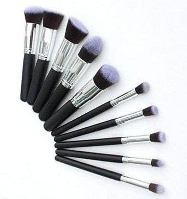 wryak 10 Pcs Black Makeup Brushes Set for Makeup(Pack of 10)
