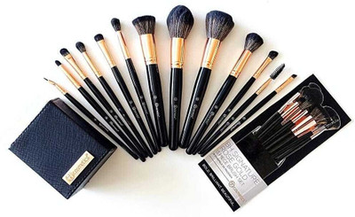 BH STUDIO PRO Signature Rose Gold 13 Piece Brush Set with Holder [BLACK](Pack of 13)