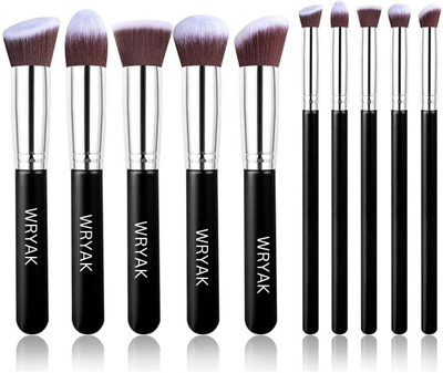 wryak Black Makeup Brushes Set of 10 Pcs(Pack of 10)