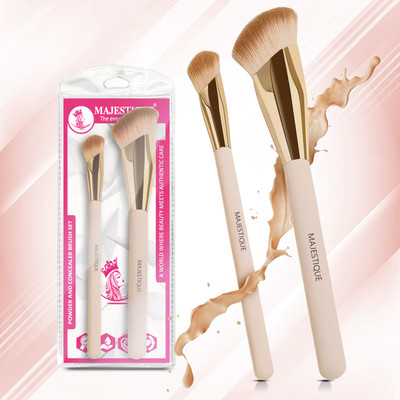 MAJESTIQUE Makeup Brush Set Powder And Concealer Brush Angular Make up Brush(Pack of 2)