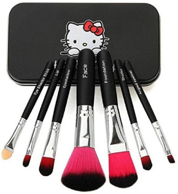 FRIPPE Hello Kitty High Quality Make-Up Brushes with black tin box(Pack of 7)