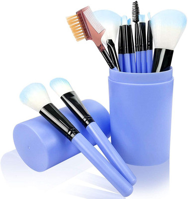 wryak Blue Soft Synthetic Bristle Makeup Brushes Set of 12(Pack of 12)