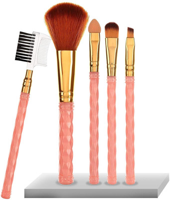PERLENTE Professional Face & Eye Brush Set of 5with Synthetic Fibres and Easy Blending(Pack of 5)