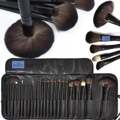 hadleyu Professional Wood Make Up Brushes Sets With Leather Storage Pouch(Pack of 24)